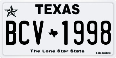 TX license plate BCV1998
