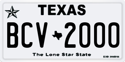 TX license plate BCV2000