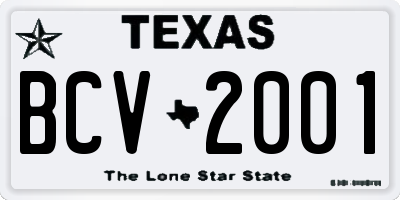 TX license plate BCV2001