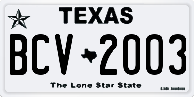 TX license plate BCV2003