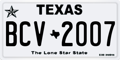 TX license plate BCV2007