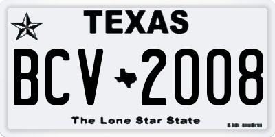 TX license plate BCV2008