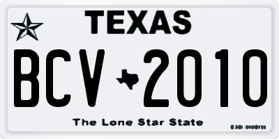 TX license plate BCV2010