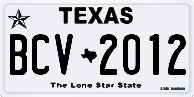 TX license plate BCV2012
