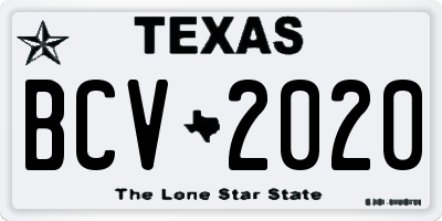 TX license plate BCV2020