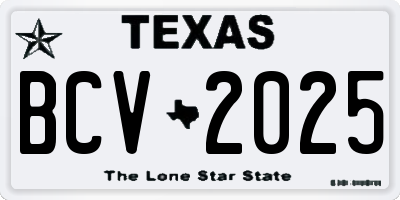 TX license plate BCV2025
