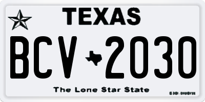 TX license plate BCV2030