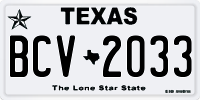 TX license plate BCV2033