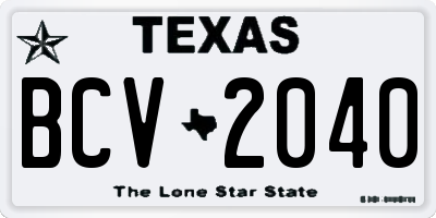 TX license plate BCV2040