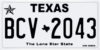 TX license plate BCV2043