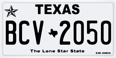 TX license plate BCV2050