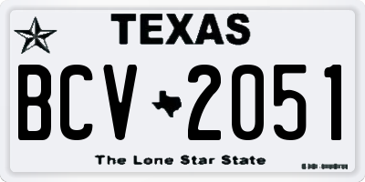 TX license plate BCV2051