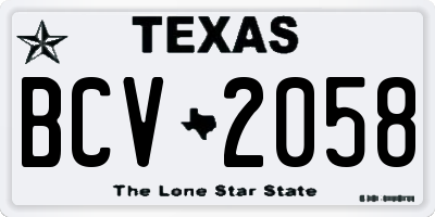 TX license plate BCV2058