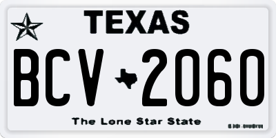 TX license plate BCV2060