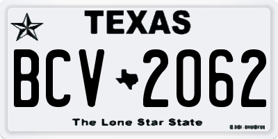 TX license plate BCV2062