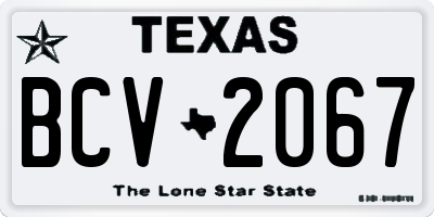 TX license plate BCV2067