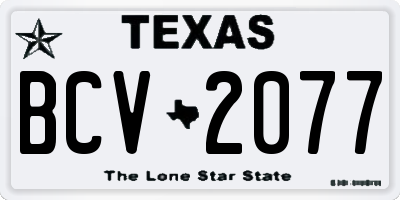 TX license plate BCV2077