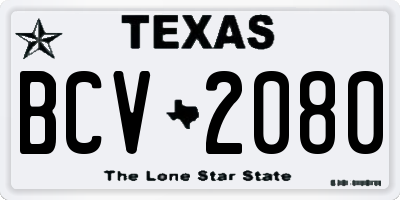 TX license plate BCV2080