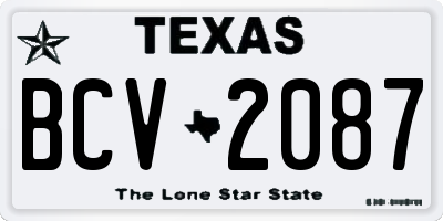 TX license plate BCV2087
