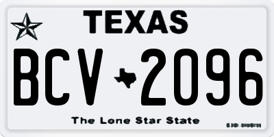TX license plate BCV2096