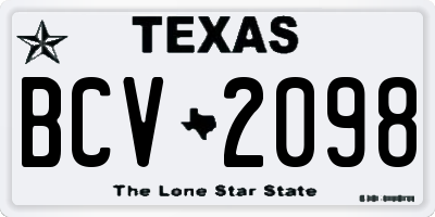 TX license plate BCV2098
