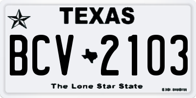 TX license plate BCV2103