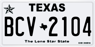 TX license plate BCV2104