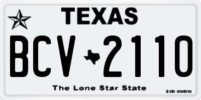 TX license plate BCV2110