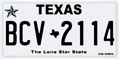 TX license plate BCV2114