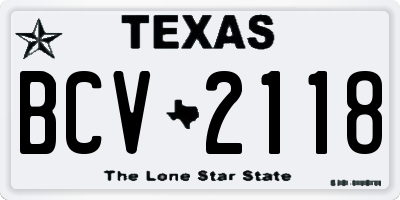 TX license plate BCV2118
