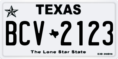 TX license plate BCV2123
