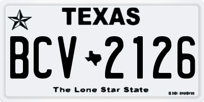 TX license plate BCV2126