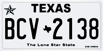 TX license plate BCV2138