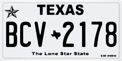 TX license plate BCV2178