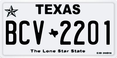 TX license plate BCV2201