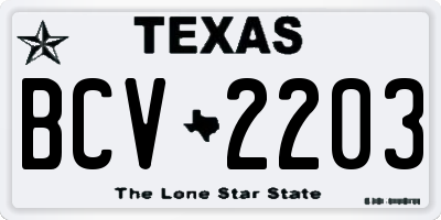 TX license plate BCV2203