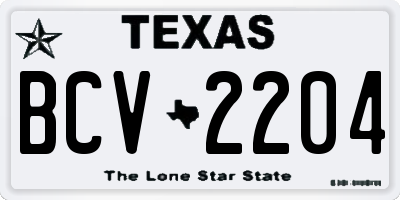 TX license plate BCV2204