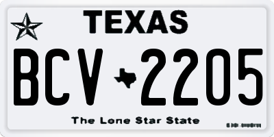 TX license plate BCV2205