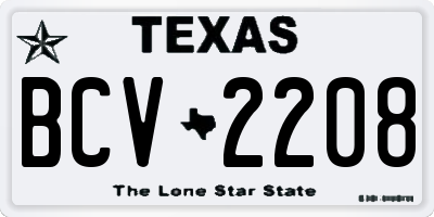 TX license plate BCV2208