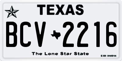 TX license plate BCV2216