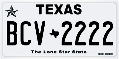 TX license plate BCV2222