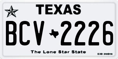 TX license plate BCV2226
