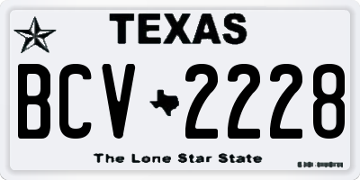 TX license plate BCV2228