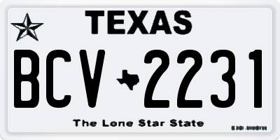TX license plate BCV2231