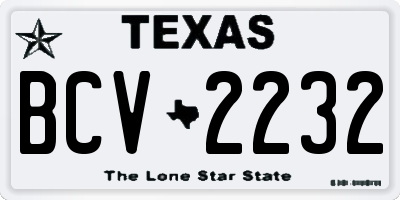 TX license plate BCV2232