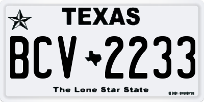 TX license plate BCV2233