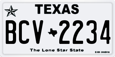 TX license plate BCV2234