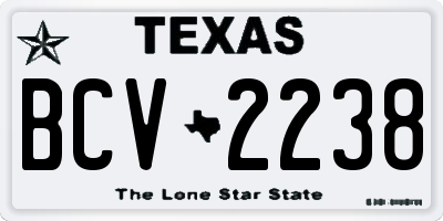 TX license plate BCV2238