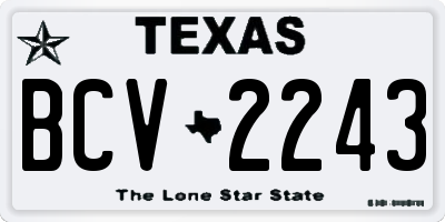 TX license plate BCV2243