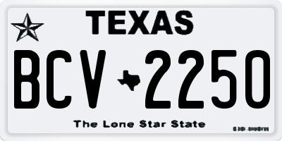TX license plate BCV2250